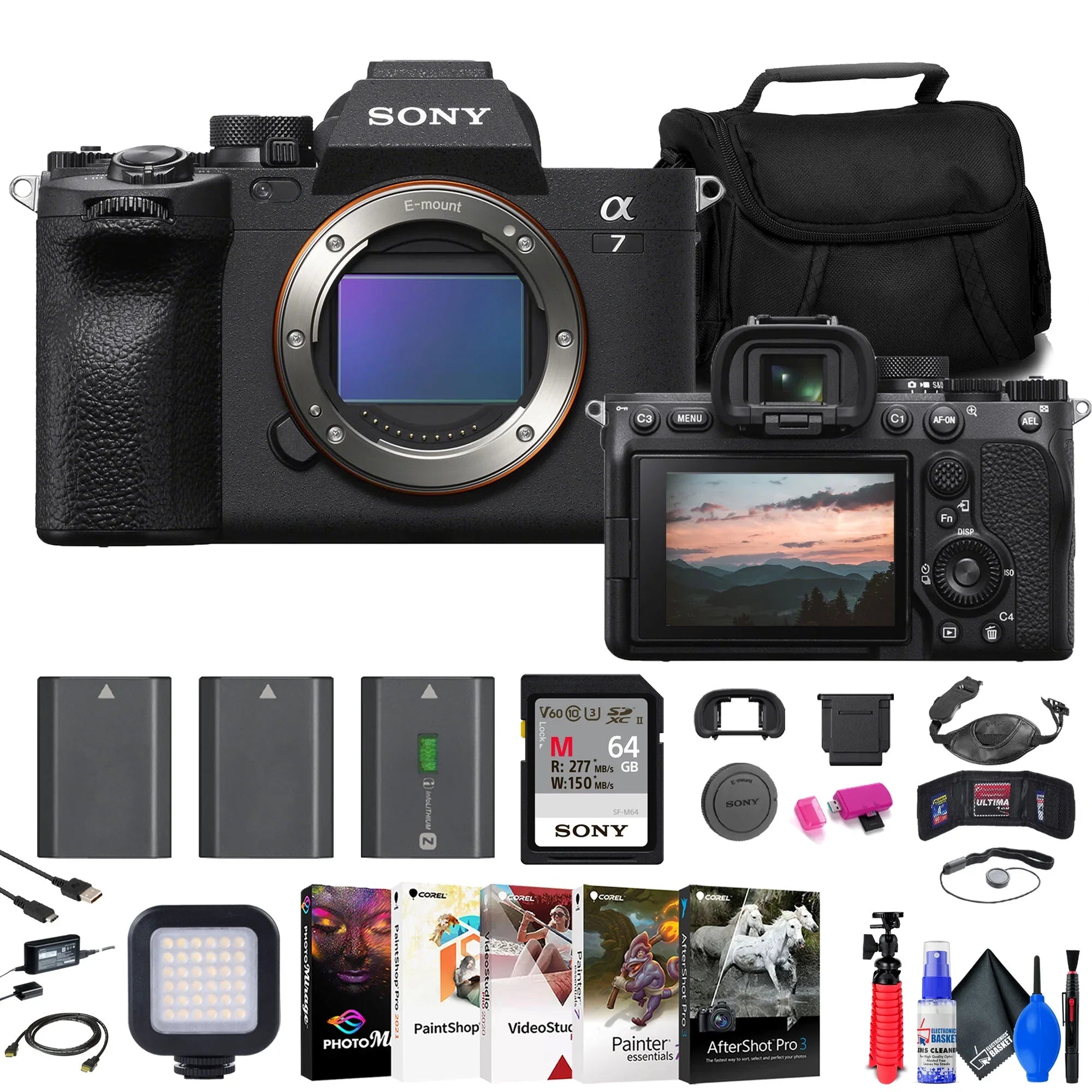a7 IV Mirrorless Camera + 64GB Card + Bag + 2 x NP-FZ100 + More