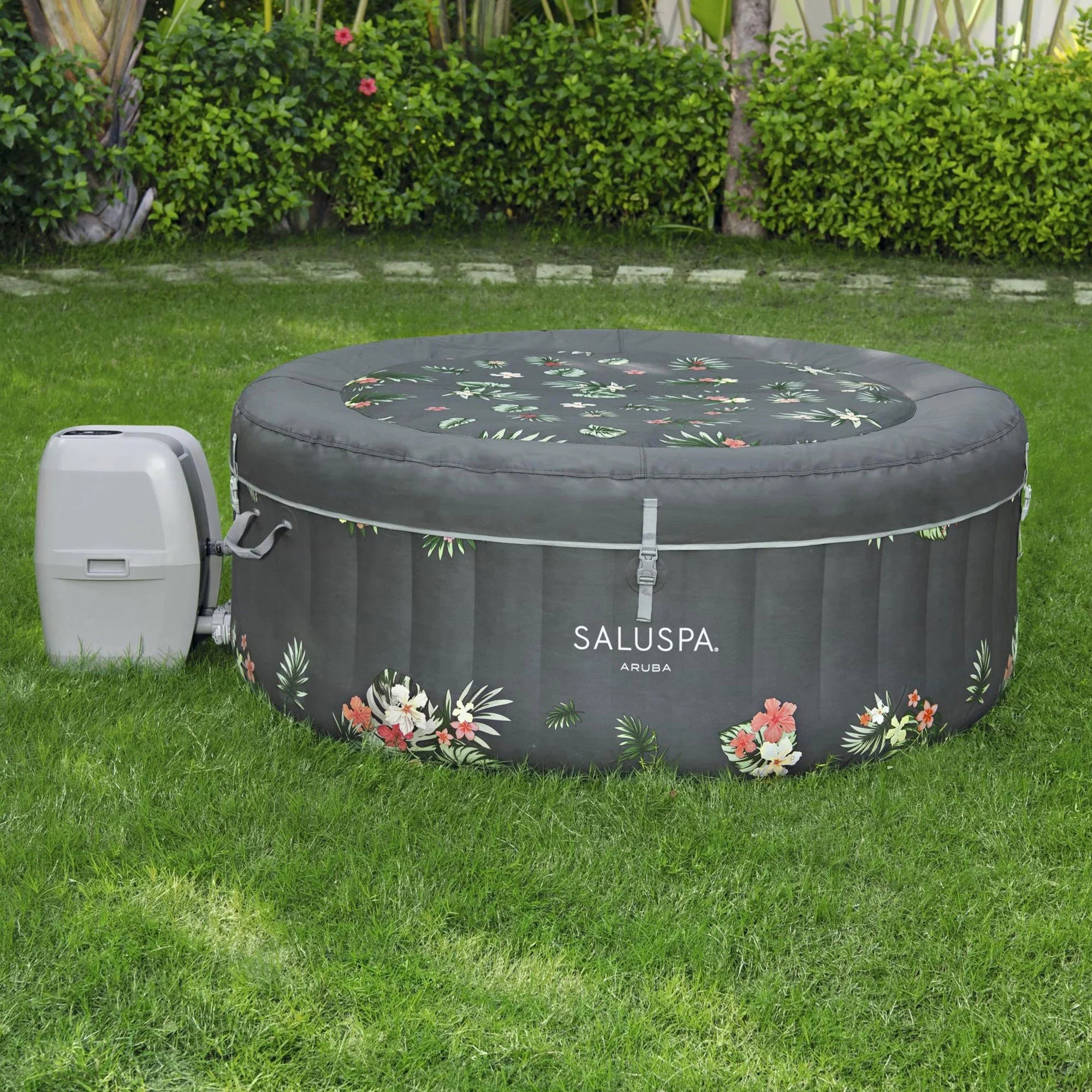 Bestway SaluSpa Sun Shade Canopy with Aruba SaluSpa InfLatitudeable Hot Tub