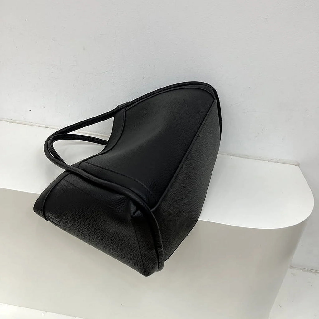 Nvzi Large Capacity Work Vegan Leather Tote Bags,Genuine Leather Shoulder Tote Bag for Women,Slouchy Oversized Bag（Black）