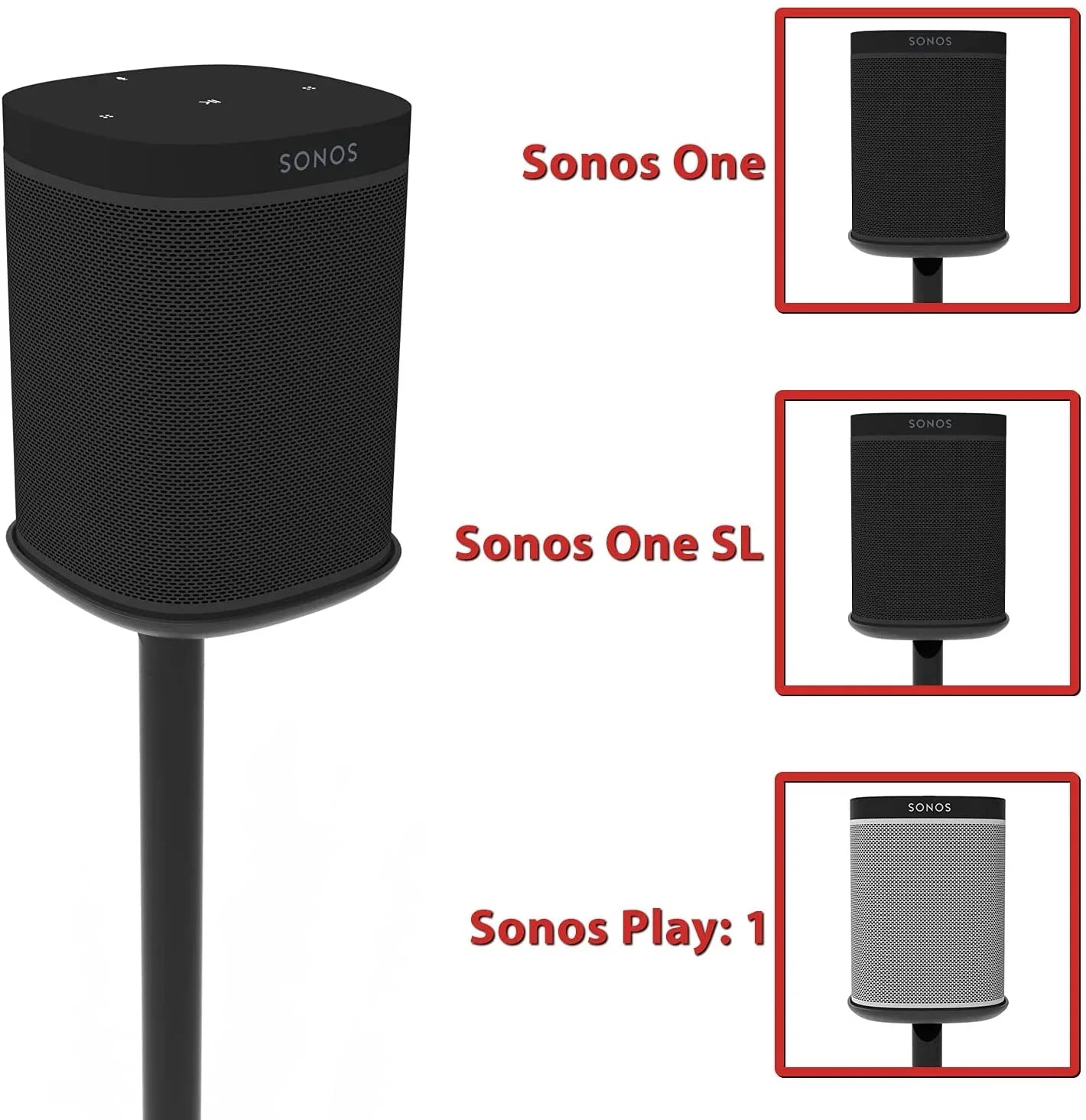 Eximus Fixed Height Speaker Floor Stand for Sonos One and Sonos One SL and Sonos Play:1 - Cable Management Built In -