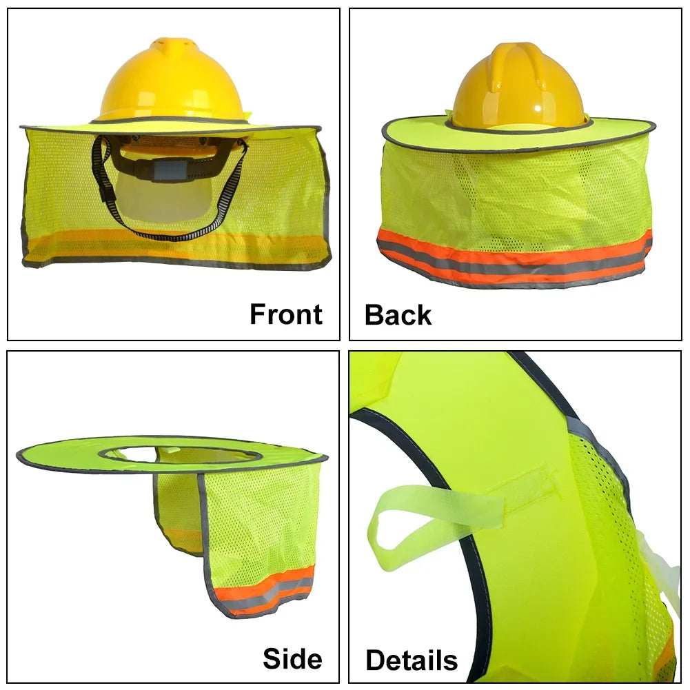 Toptie 3 Pack Hard Hat Sun Shield, Full Brim Mesh Sunshade with Visor, High Visibility Neck Shield