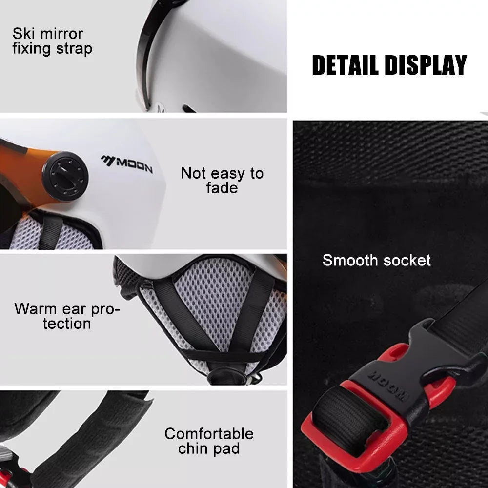 MOON Winter Windproof Cycling Helmets Adjustable Motorcycle Electric Bike Safety Men Women Skiing Snowboard Skateboard Helmets