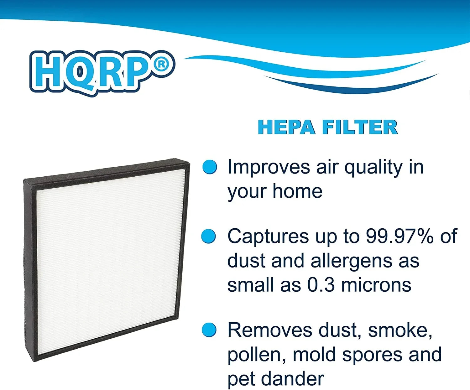 HQRP True HEPA Filter with 2 Carbon Pre-filters for GermGuardian FLT5900 Filter J compatible with AC5900WCA, AC5900WDLX Large Room Air Purifiers