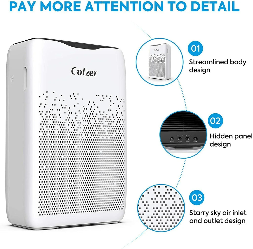 Open Box COLZER Air Purifier for Home Large Room with True HEPA Filter EPI-186 - WHITE
