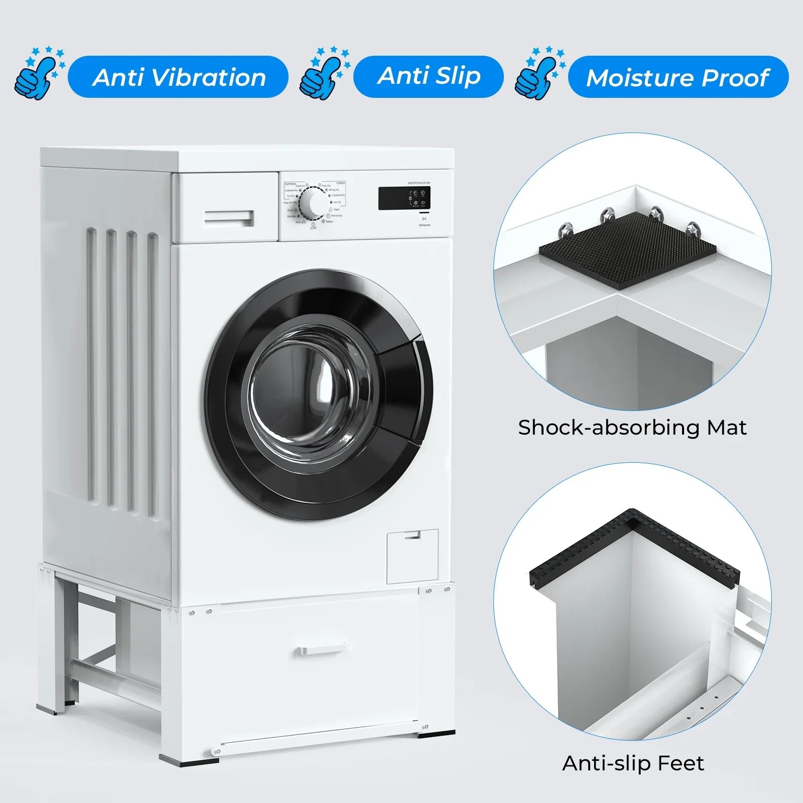 2 Pack Laundry Pedestals 28"× 29" Heavy Duty Inlife Dual Washing Machine Pedestals, Washer and Dryer Stands, Stainless Steel, White