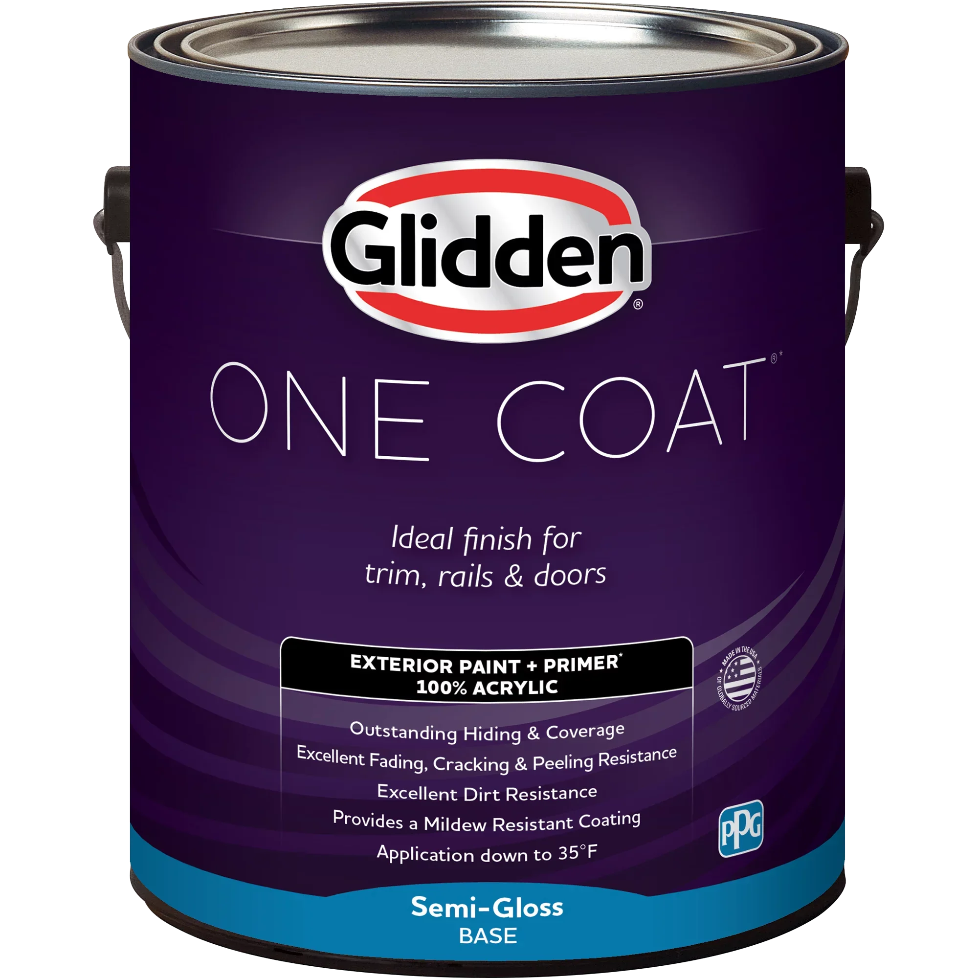 Glidden One Coat Exterior Paint + Primer Orange Essential / Orange, Semi-Gloss, 5 Gallons