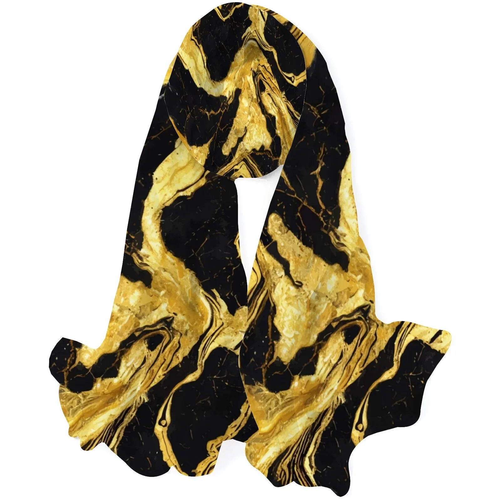 FREEAMG Golden Marble Silk Long Scarf for Women Large Oblong Sundisplay Shawls Wraps Neck Headscarf Hair Wraps Gift Packed