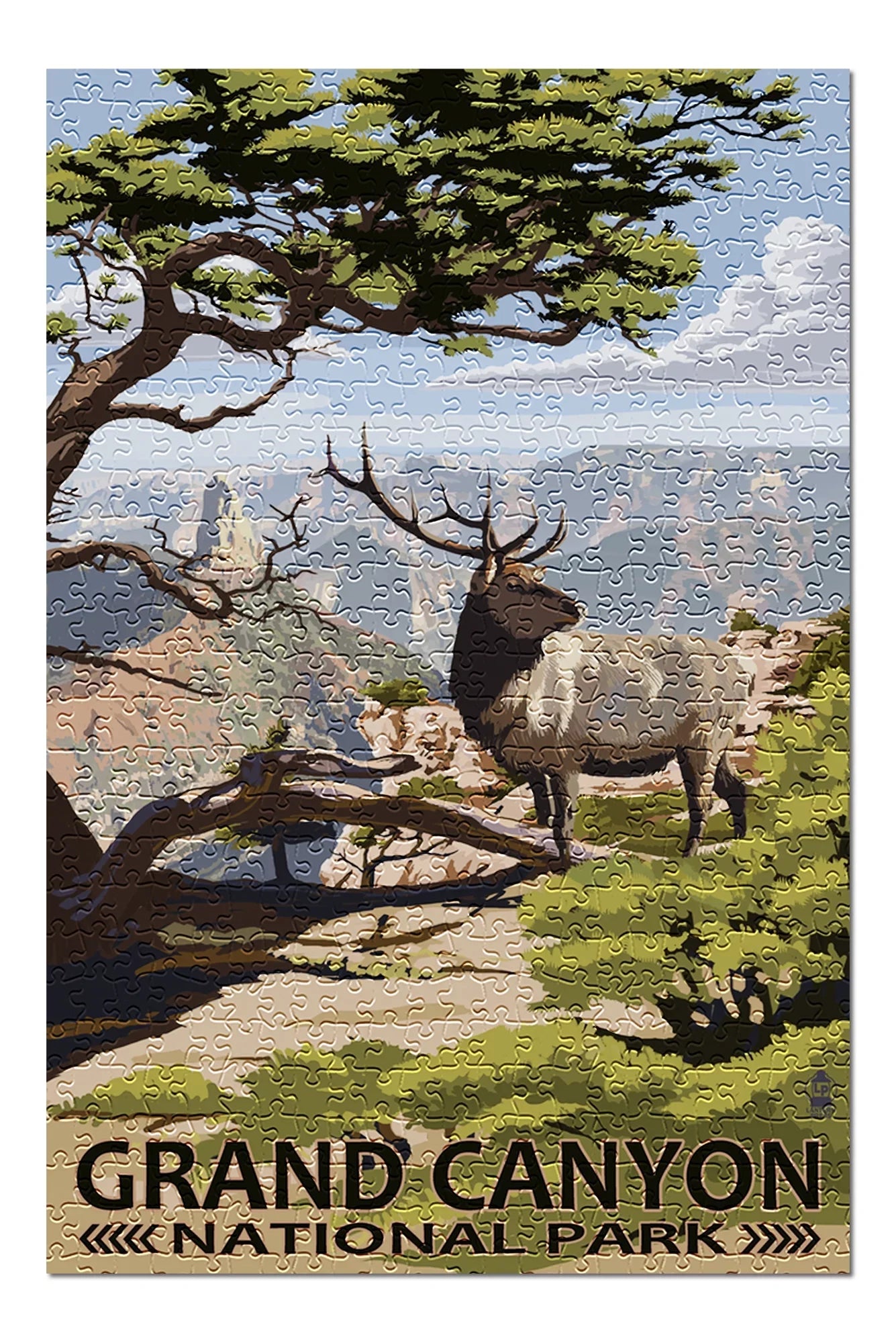 Grand Canyon National Park, Arizona, Elk and Point Imperial (19x27 inches, Premium 500 Piece Jigsaw Puzzle for Adults and Family, Made in USA)