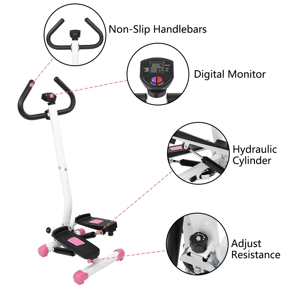 SalonMore Twist Stepper Exercise Equipment, with Handlebar and LCD Monitor, for Losing Weight