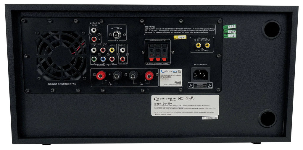 Technical Pro DV4000 Home Theater DVD Receiver+(2) 8" Blue LED Ceiling Speakers