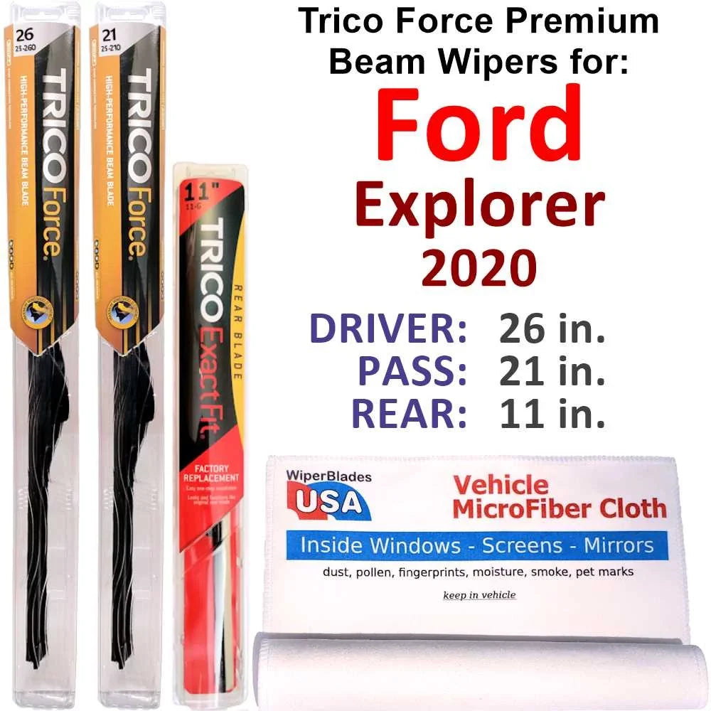 2020 Ford Explorer Performance Beam Wipers (Set of 3) w/Rear Wiper