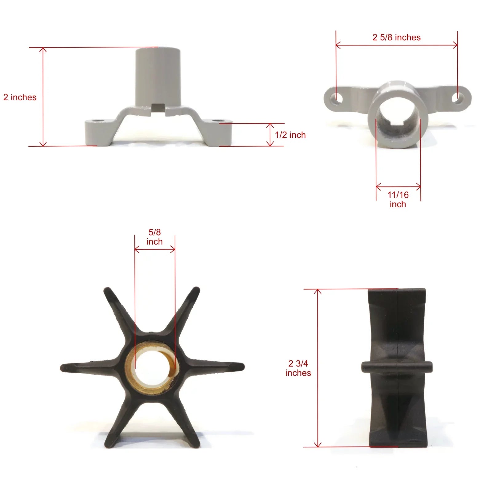 The ROP Shop | Water Pump Impeller Kit for 1979 Evinrude, Johnson 9.9, 50, 55  Outboard Boat