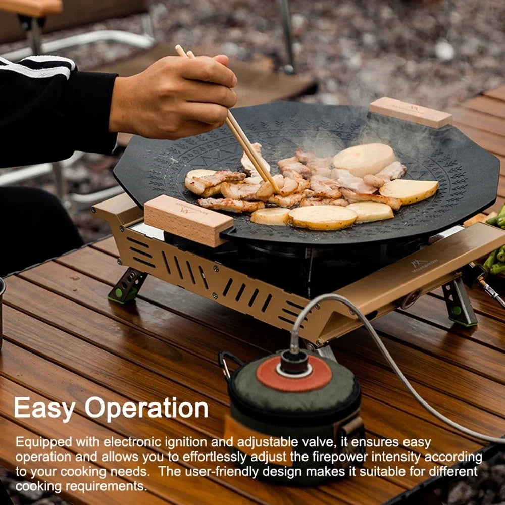Walmeck High Camping Stove Portable Outdoor Furnace, 3-Core Gases with Adjustable Valve Connecting Hose and Storage Bag - Designed for Cooking, Camping, Picnic and Hiking