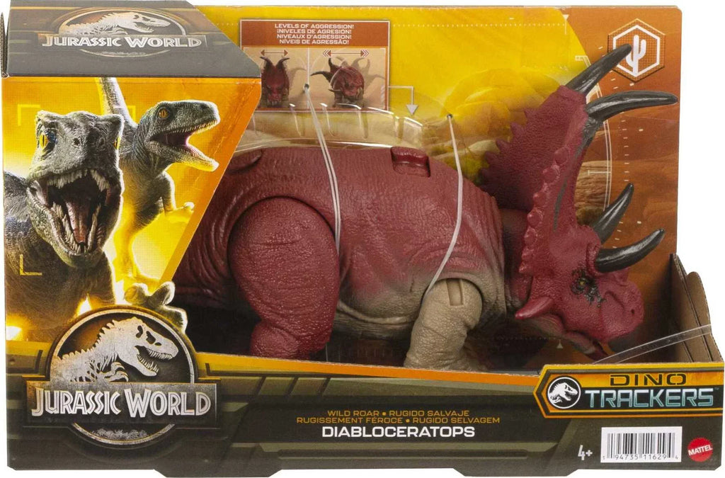 Jurassic World Dominion Wild Roar Diabloceratops Dinosaur Action Figure Toy, Sound & Motion