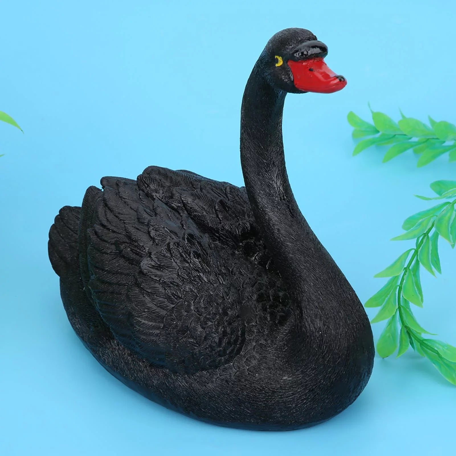 Delaman Adorno de Cisne, Simulación Flotante Linda al Aire Libre Adorno de Cisne Negro Accesorios de jardín para decoración de Patio de jardín