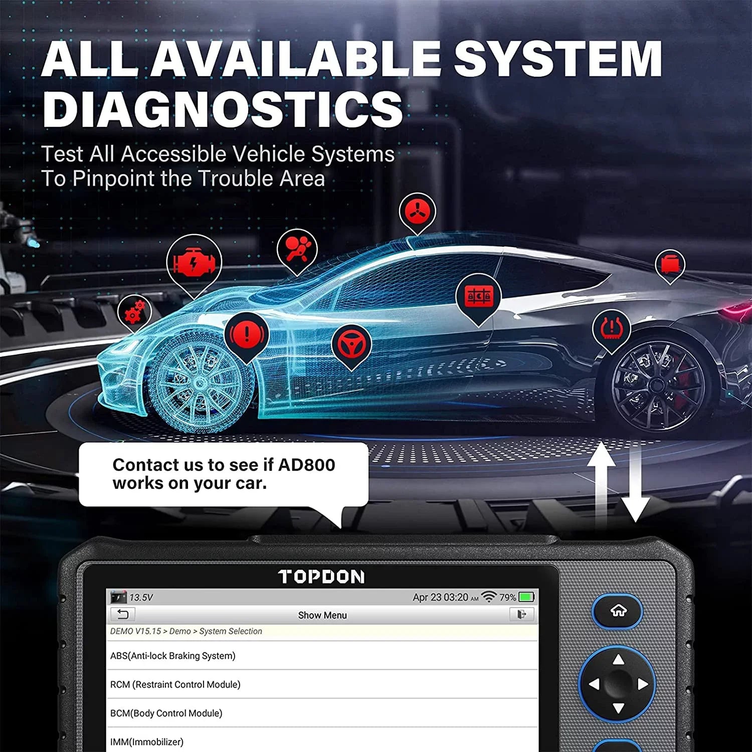 OBD2 Scanner, TOPDON AD800 Car Diagnostic Scan Tool  All System Scan 28+ Reset Service, Oil Reset, ABS Bleed, Injector Coding, 2 Years Free Update