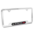 Honda Civic Si Real Carbon Fiber NamepLatitudee Chrome Stainless Steel License Frame