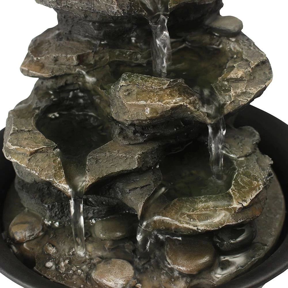 CoSoTower 8.3inches Rock Cascading Tabletop Water Fountain with LED Lights & Crystal Ball for Home Office Bedroom Relaxation