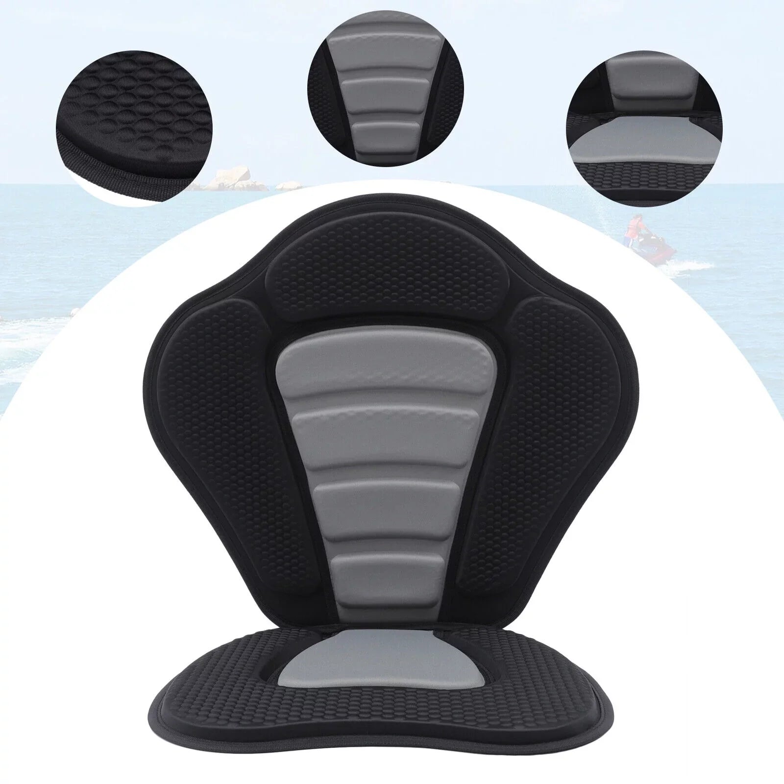Adjustable Padded Kayak Seat Detachable Backpack Bag Canoe Backrest Storage Kayak Seat Deluxe Padded Boat Seat with Storage Bag Adjustable for Kayaking, Canoeing, Drifting, Rafting, Fishing