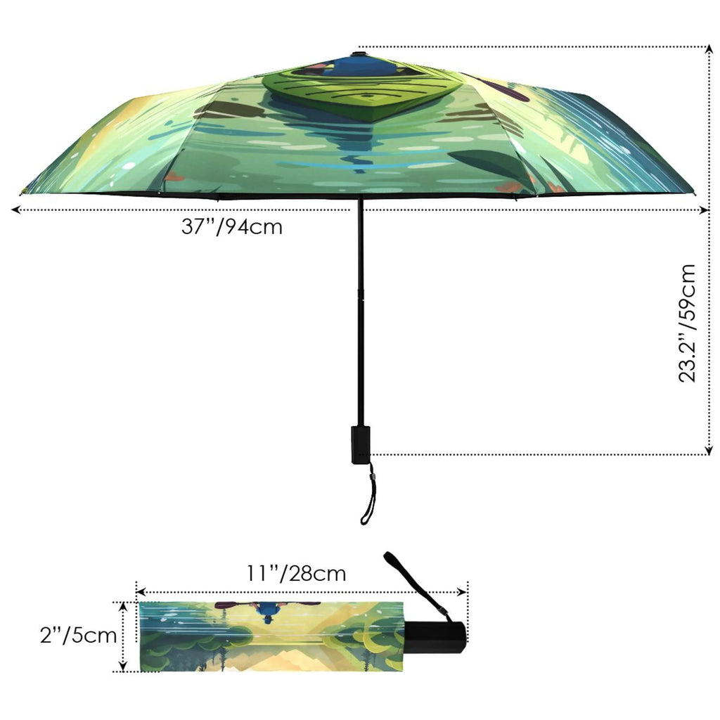 Boating- 101 - To Boating Landscape Compact Folding Umbrella for Rain Windproof Travel Umbrella UPF 50+ Lightweight Packable Arc Size