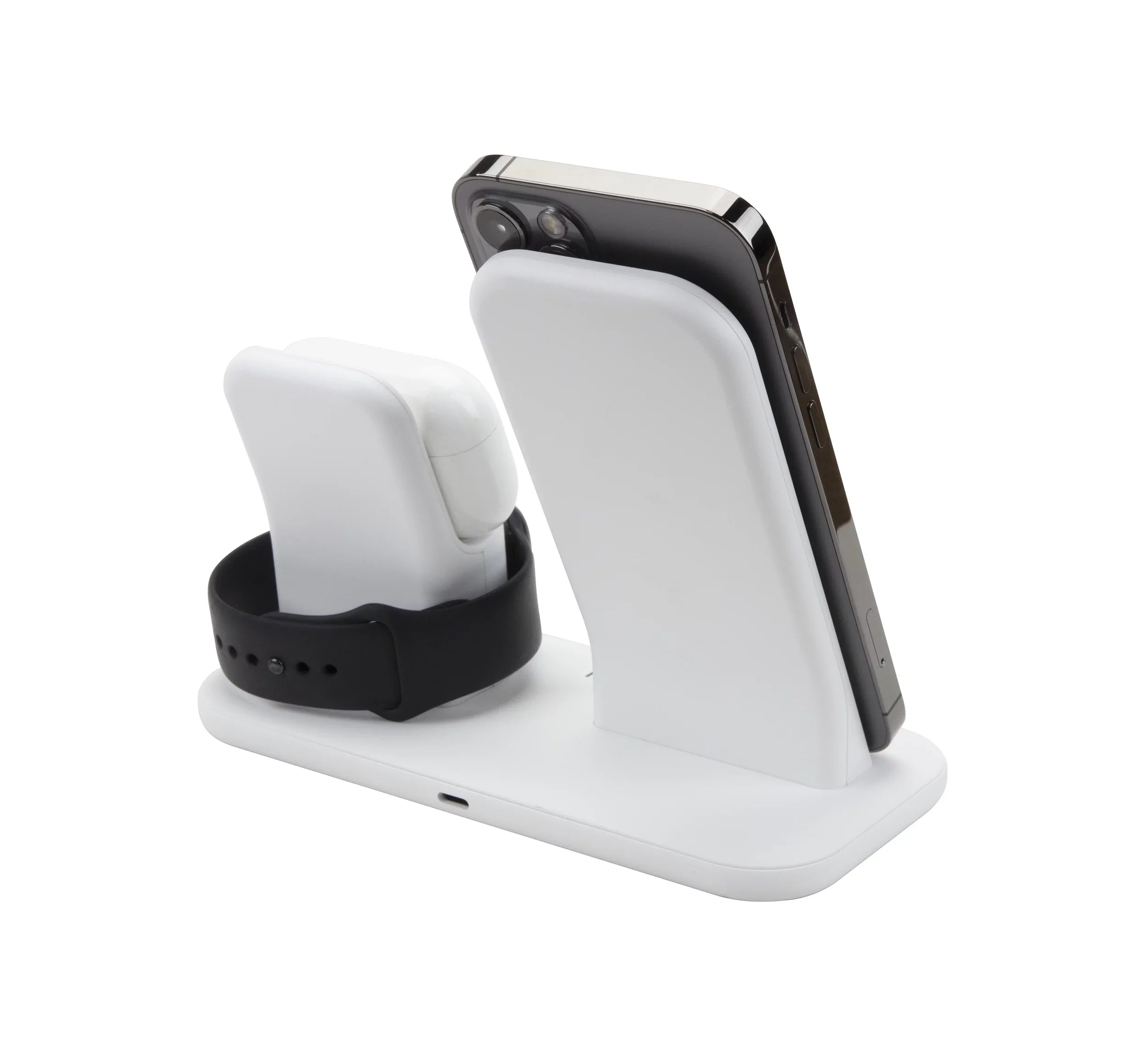 Scosche CSQ3N1WT-SP Qi-Enabled Smartphones, Watches and Earbuds, Qi-Certified Wireless Charging Dock, White