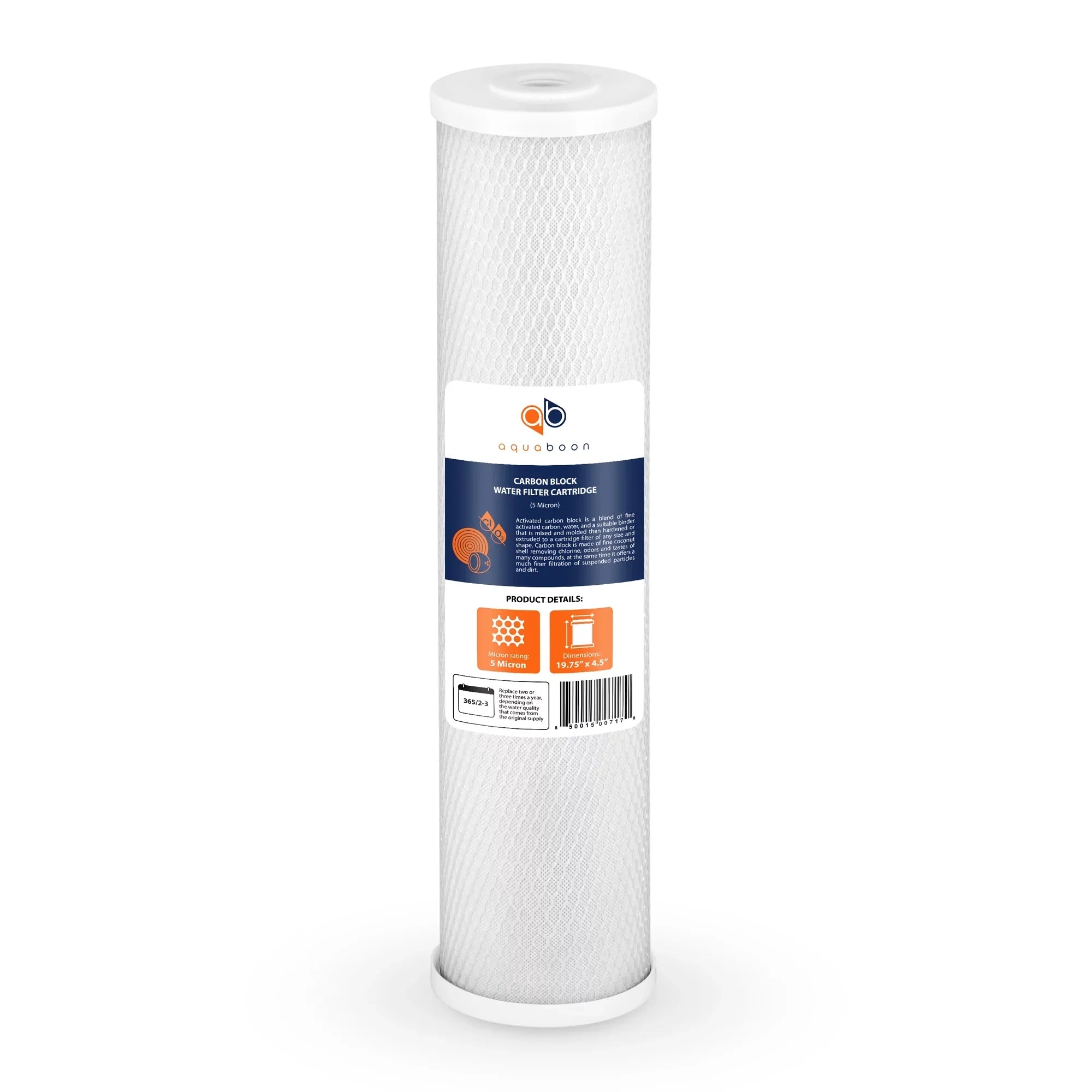 Aquaboon 5 Micron Big Blue 20" x 4.5" GAC, CTO Carbon Block & Sediment Replacement Filter Cartridges Set | 1 set, 3 packs EP20-BB, 2C-20BB, 155358-43, DGD-5005-20