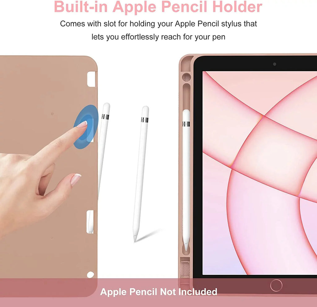 Kvago iPad Keyboard Case for  iPad Air 5th Gen 2022 Bluetooth Keyboard Built-in Pencil Holder Pink