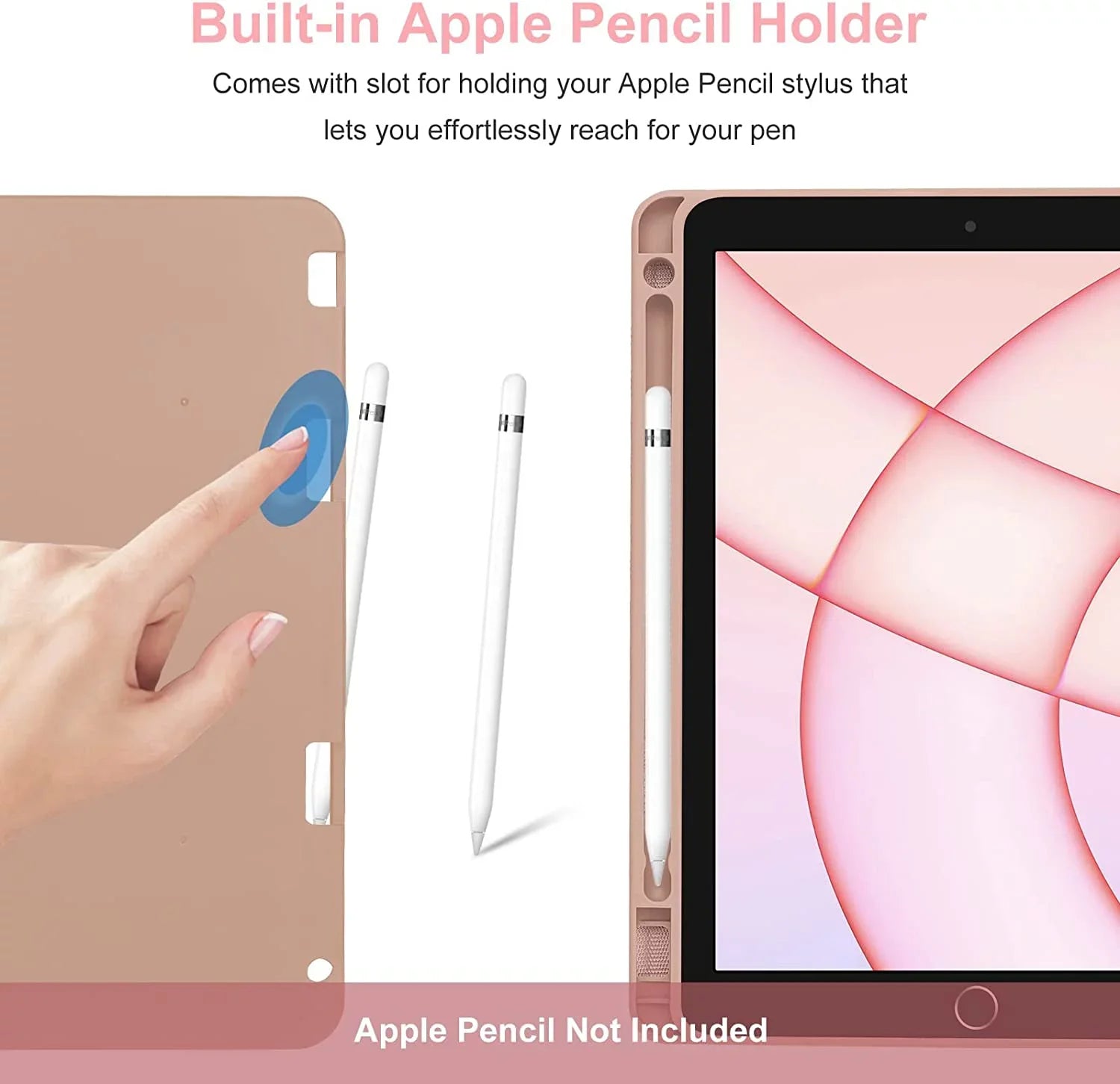 Kvago iPad Keyboard Case for  iPad Air 5th Gen 2022 Bluetooth Keyboard Built-in Pencil Holder Pink