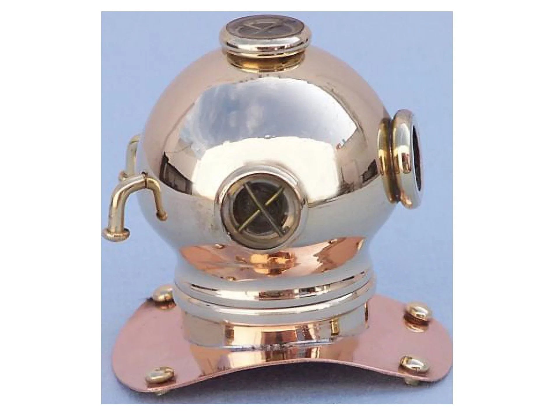 Handcrafted Model Ships  Brass-Copper Diving Helmet Paper Weight 3 in. Decorative Accent