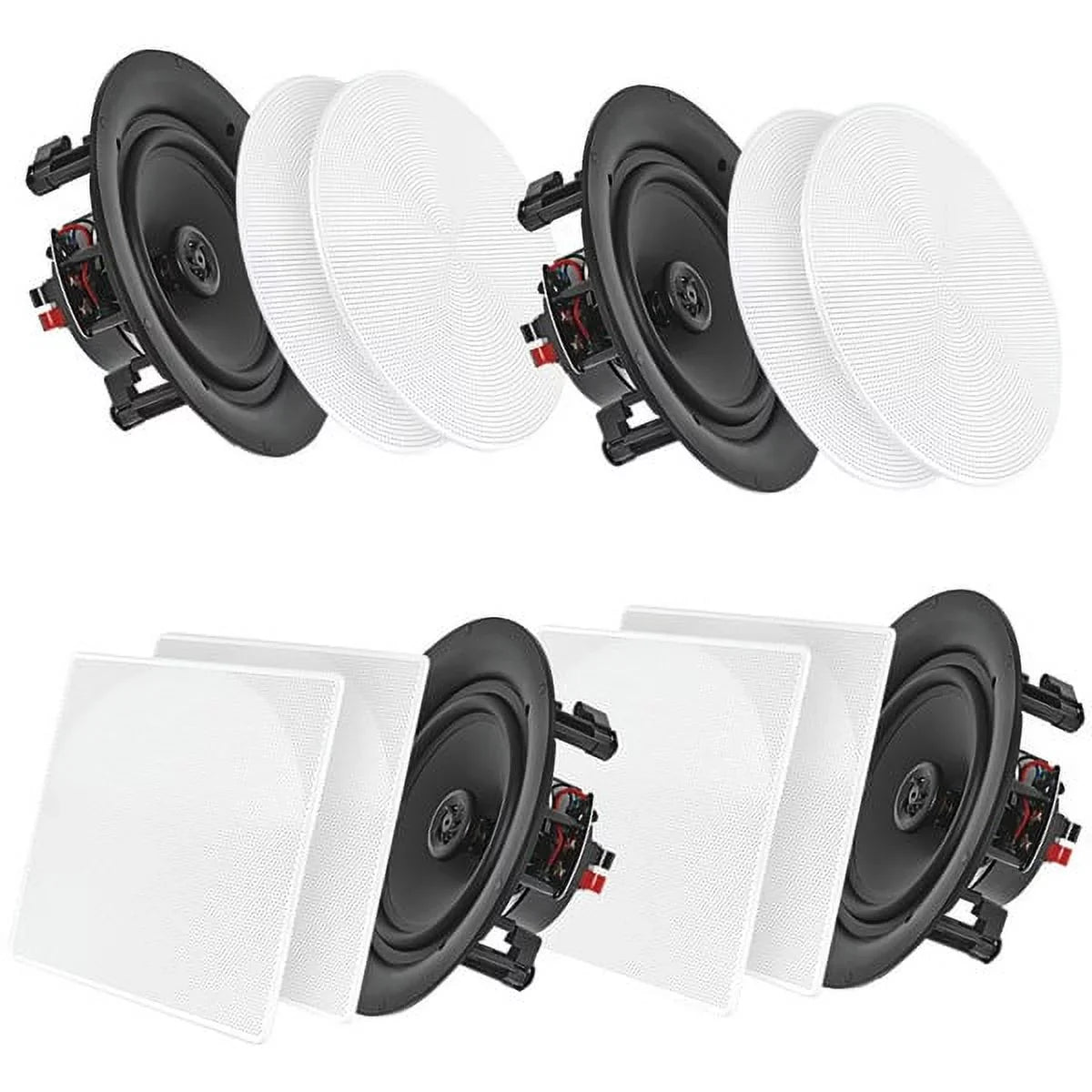 Pyle Audio 6.5 In 2 Way 200W Flush Mount Bluetooth Ceiling Wall Speakers, 4 Pack