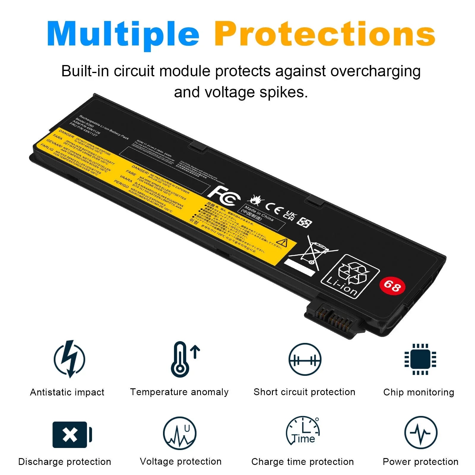 For  ThinkPad X240 T440 T450 X250 X260 T460 Battery 68+ 24Wh