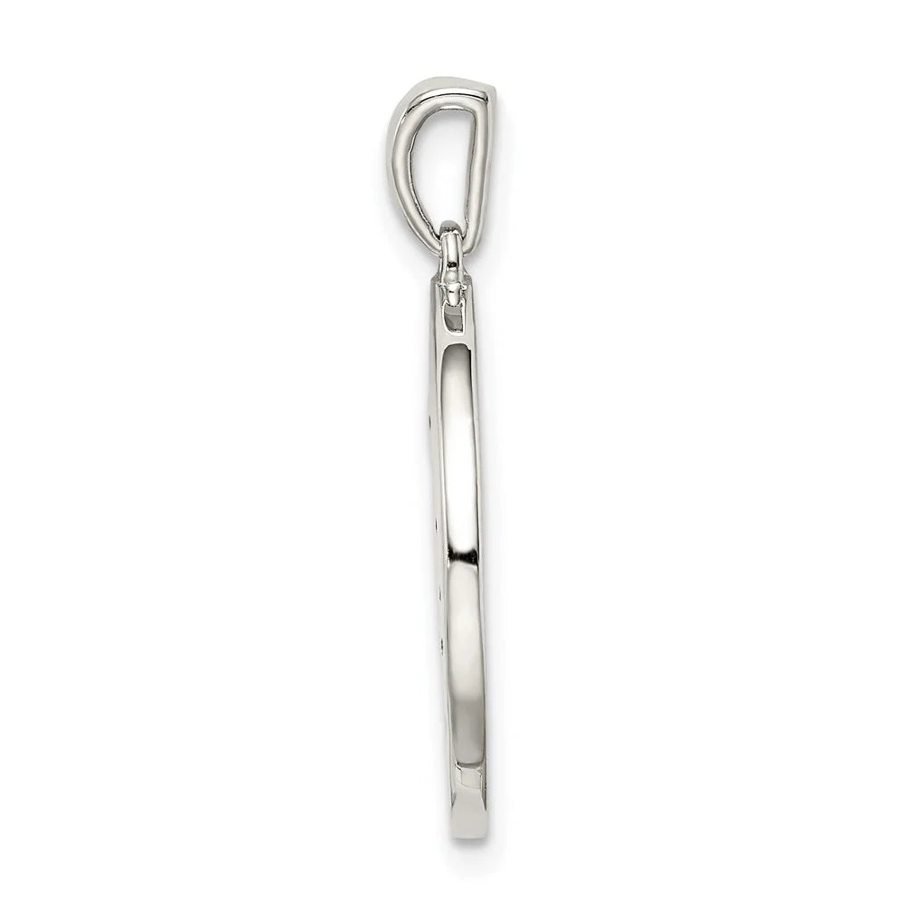 Sterling Silver Rhodium-pLatitudeed & CZ Aries Zodiac Pendant QQC9730