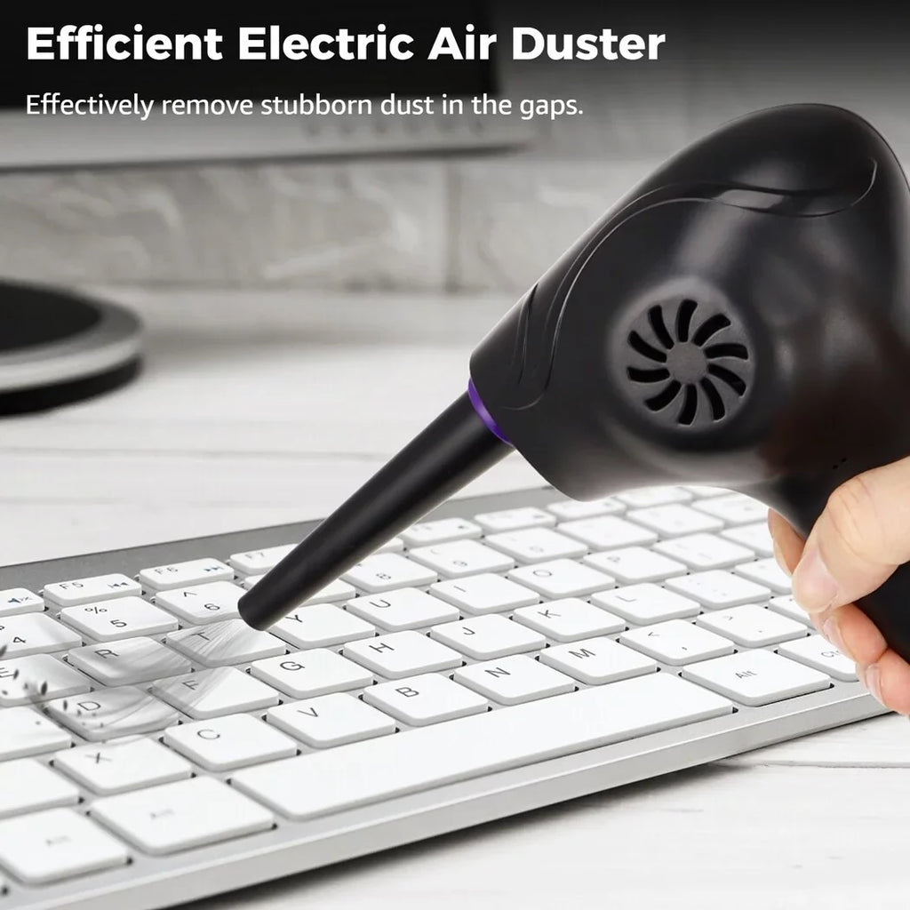 Electric Air Duster, 50000 RPM Strong Power Motor Dust Blower, Compressed Air Duster with 5 Nozzle Tubes, 2-Speed Electric Dust Remover with LED Light for Computer Keyboards