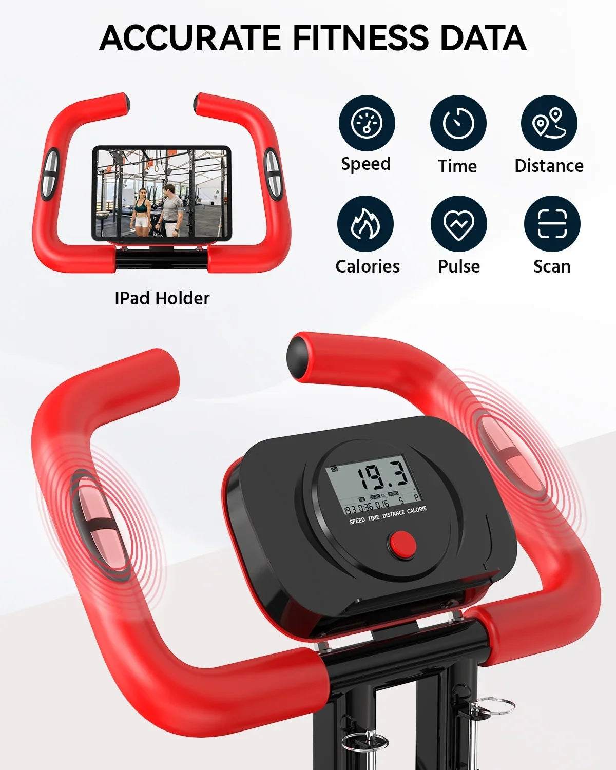 Pooboo 3-in-1 Exercise Bike Quiet Folding Magnetic Stationary Bike Exercise Bikes with Arm Resistance Bands Home Workout Bike 360 lbs