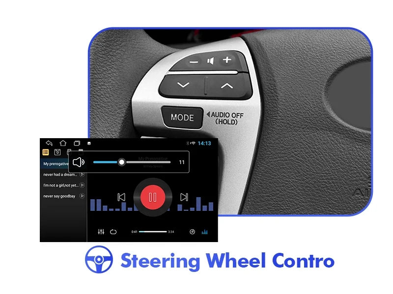 2+32G Android 10 Double Din Car Stereo for Toyota Carmy 2006-2011 with 9 Inch Touchdisplay Radio Built-in Wireless Carplay/Android Auto/GPS/Bluetooth/FM/AUX-in/Steering Wheel Control/Backup Camera