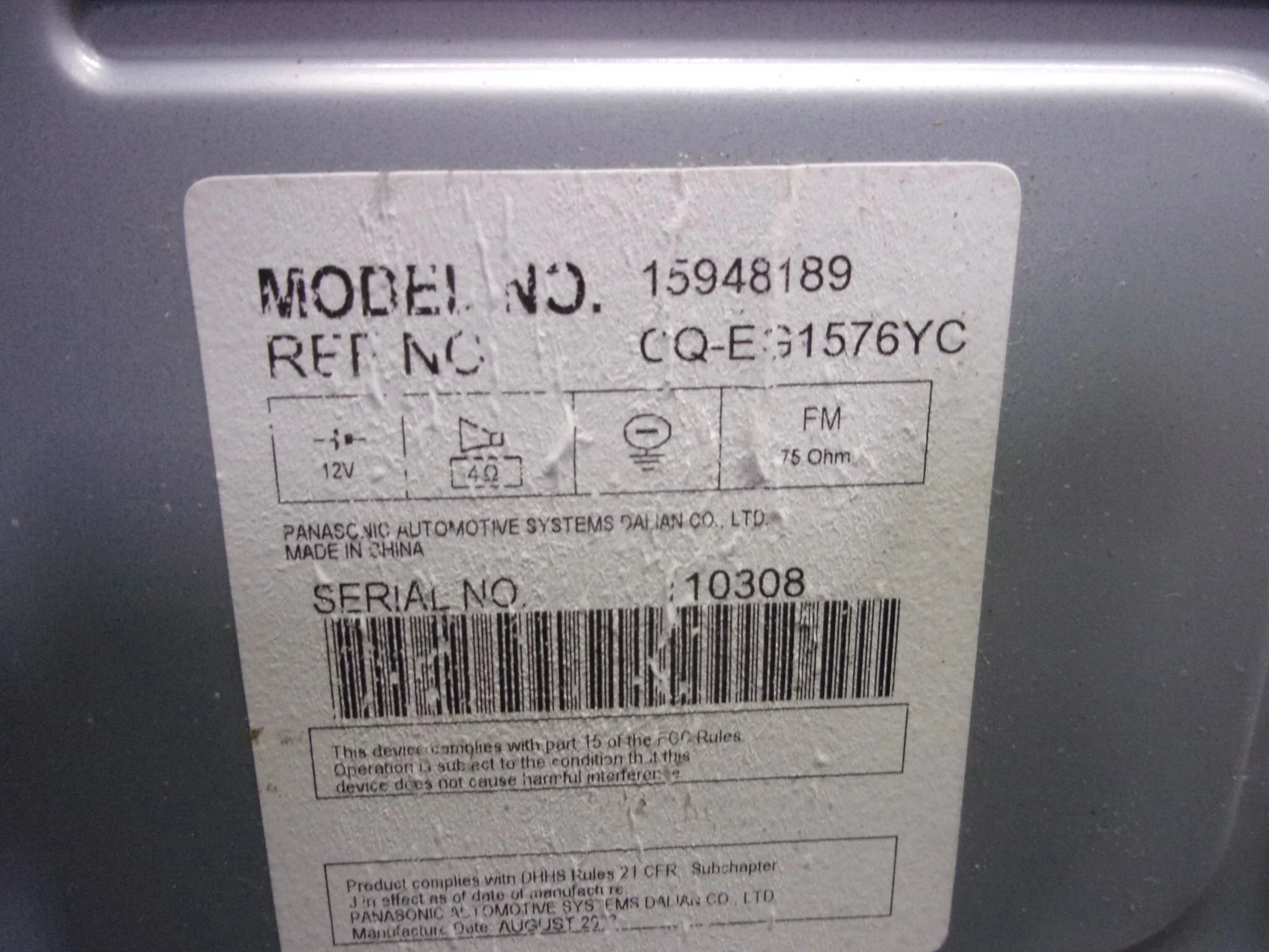Pre-Owned 2007-2008 Saturn Aura Radio Receiver CD Player ID 15948189 OEM (Good)