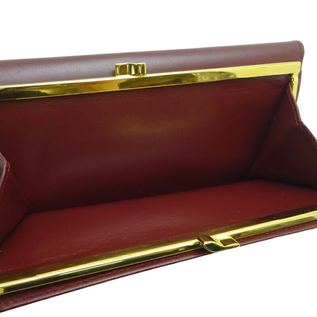 Pre-Owned Cartier Mastline Long Wallet Women's Leather Bordeaux (Red) (Good)