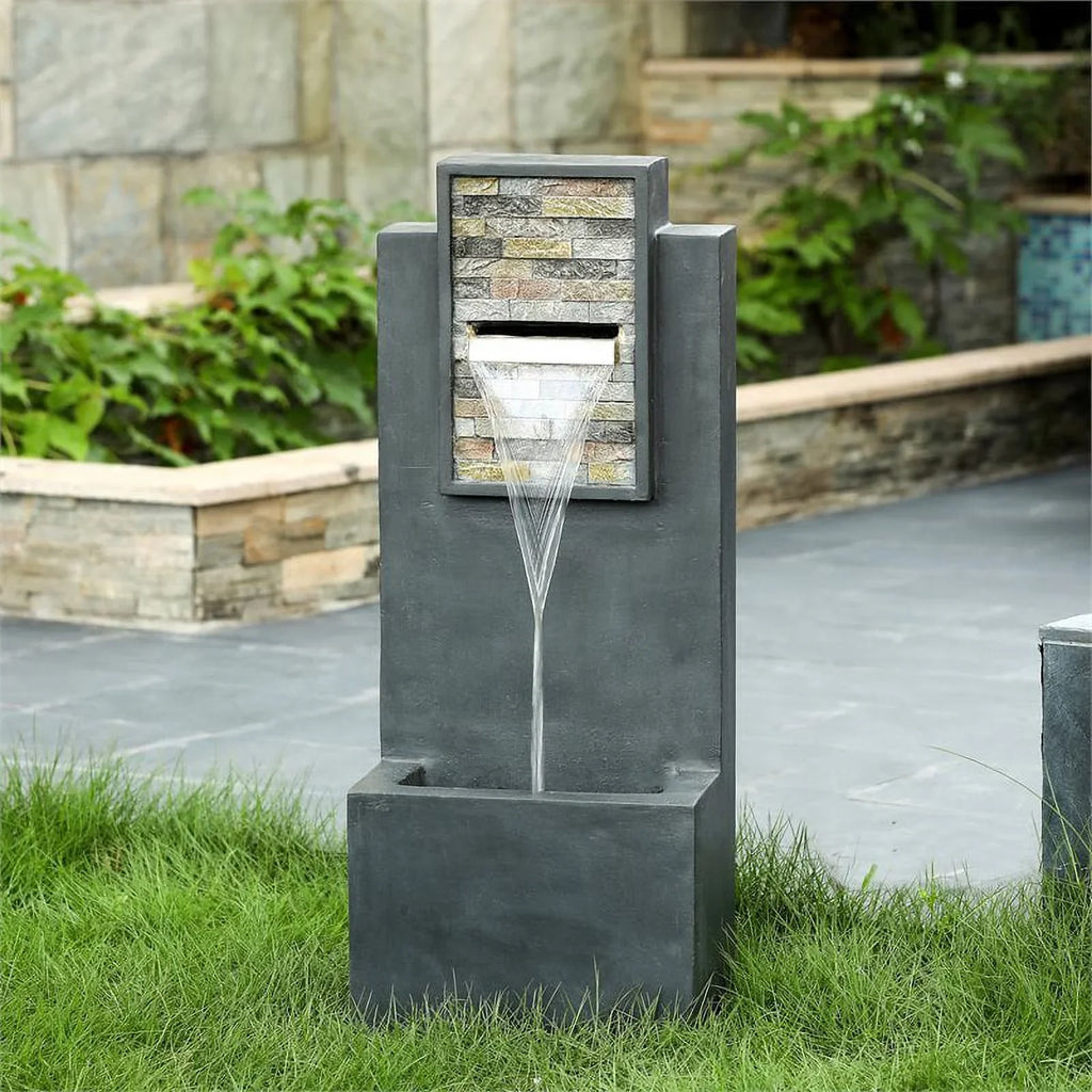 Jeco FCL186 32 in. Contemporary Finish with Rock Texture Fountain & LED Light