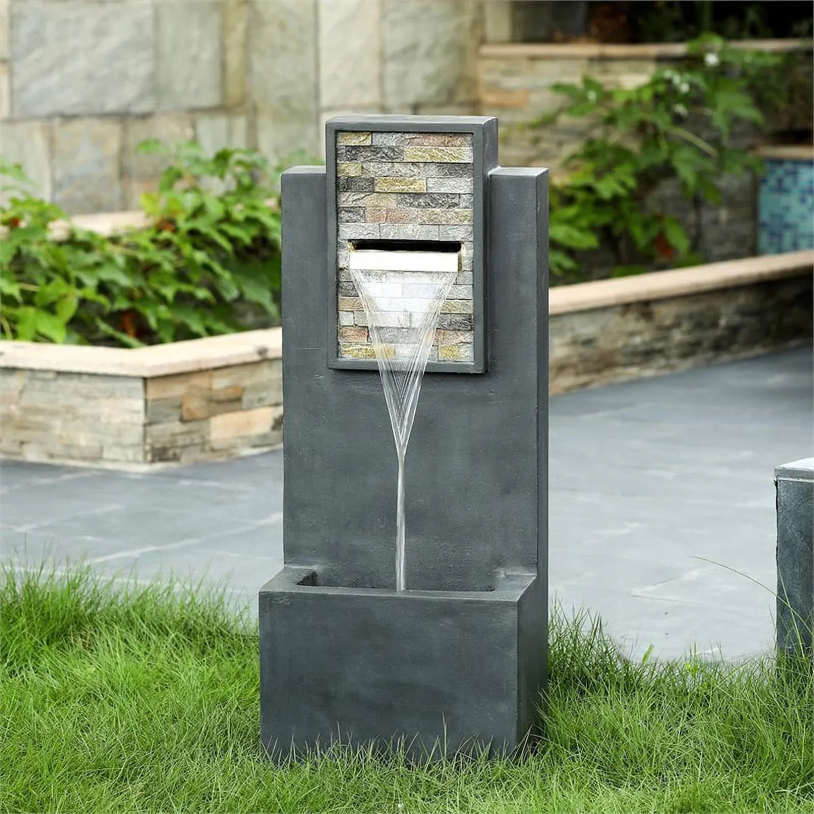 Jeco FCL186 32 in. Contemporary Finish with Rock Texture Fountain & LED Light
