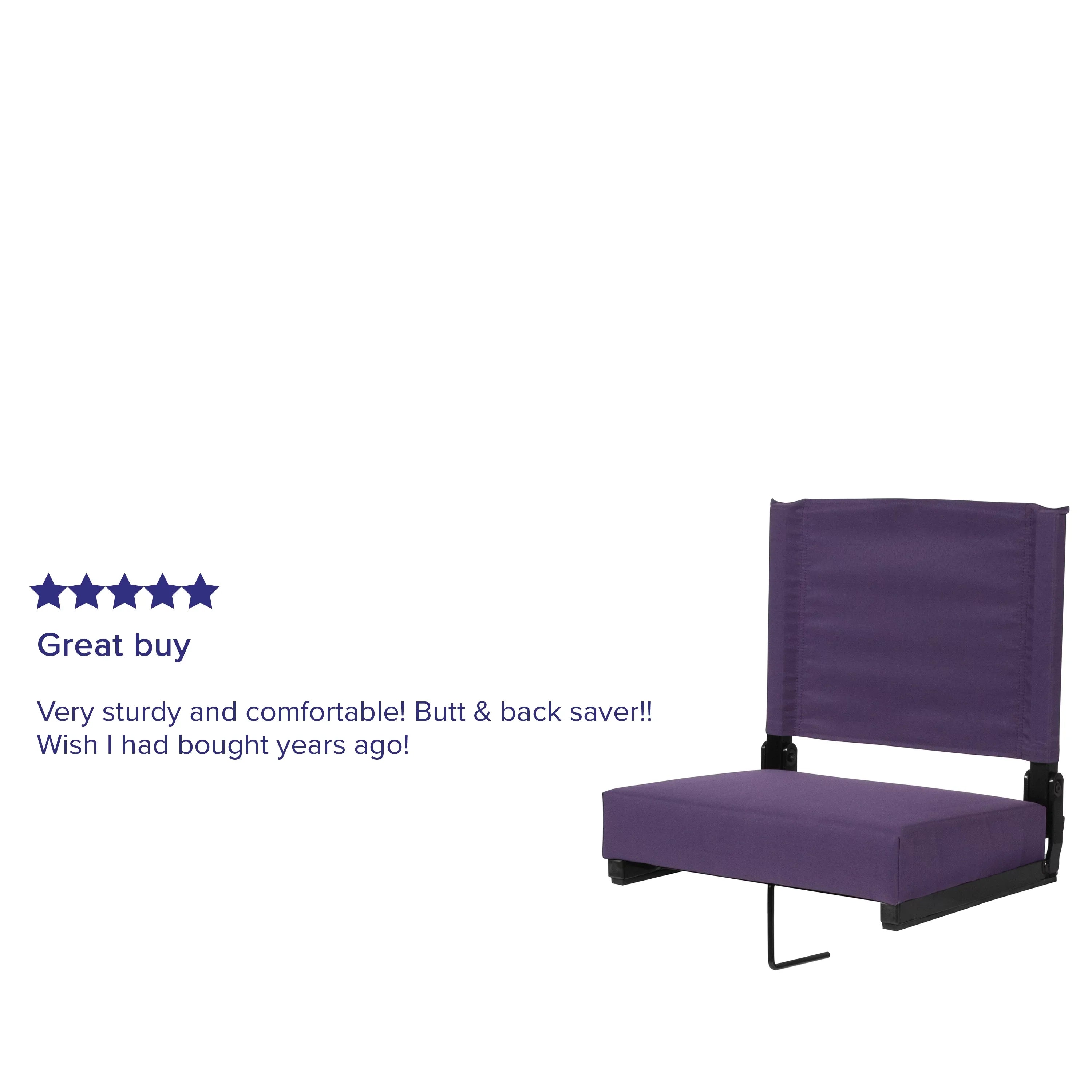BizChair Set of 2 500 lb. Rated Lightweight Stadium Chair with Ultra-Padded Seat, Dark Purple