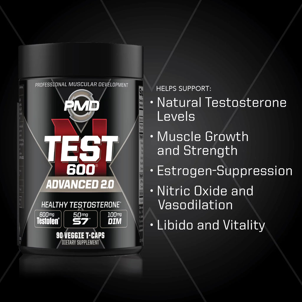 PMD Sports N-Test 600 Advanced Testosterone Booster for Men - Strong and Powerful With Testofen - Training And Bodybuilding - Lean Muscle Growth And Strength Gains - Test Boost (90 Veggie-Caps))