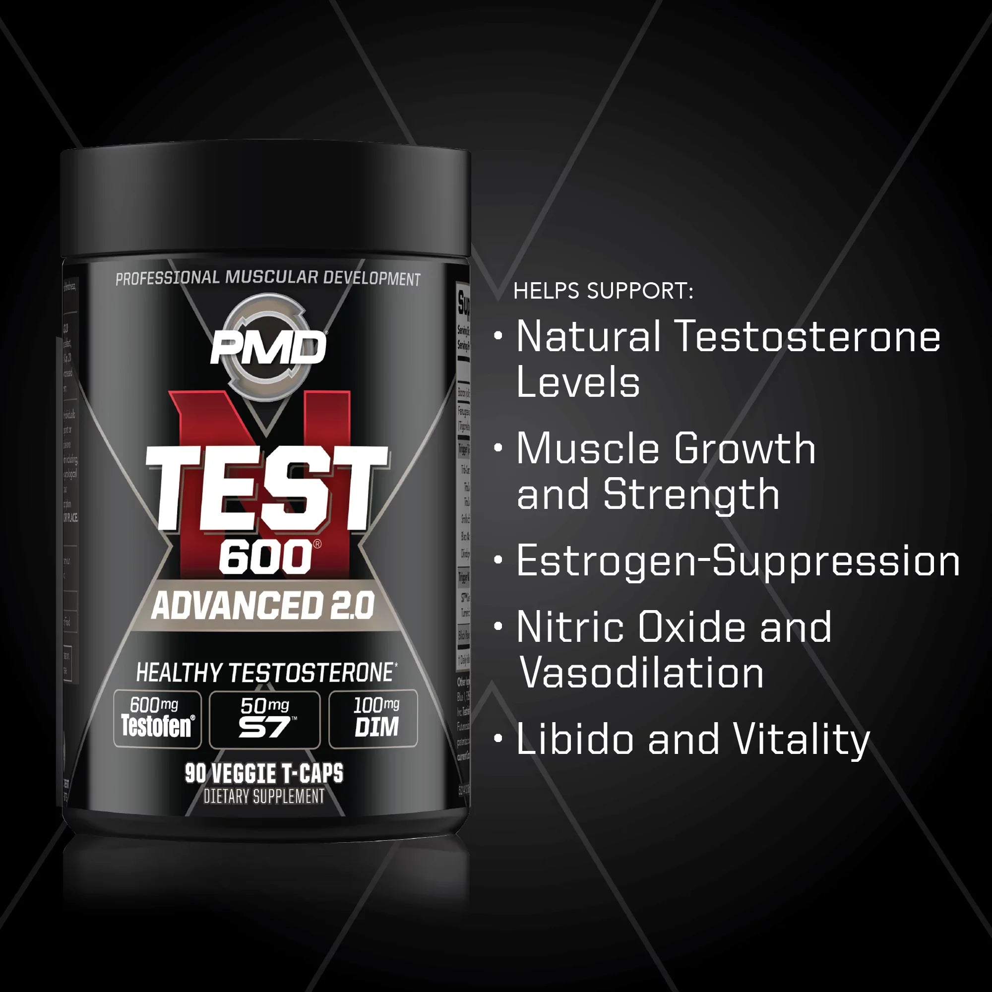 PMD Sports N-Test 600 Advanced Testosterone Booster for Men - Strong and Powerful With Testofen - Training And Bodybuilding - Lean Muscle Growth And Strength Gains - Test Boost (90 Veggie-Caps))