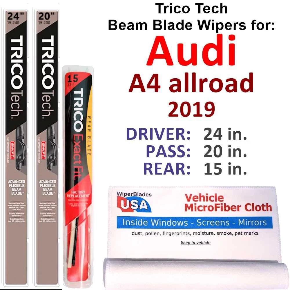 2019 Audi A4 allroad Beam Blade Wipers (Set of 3) w/Rear Wiper