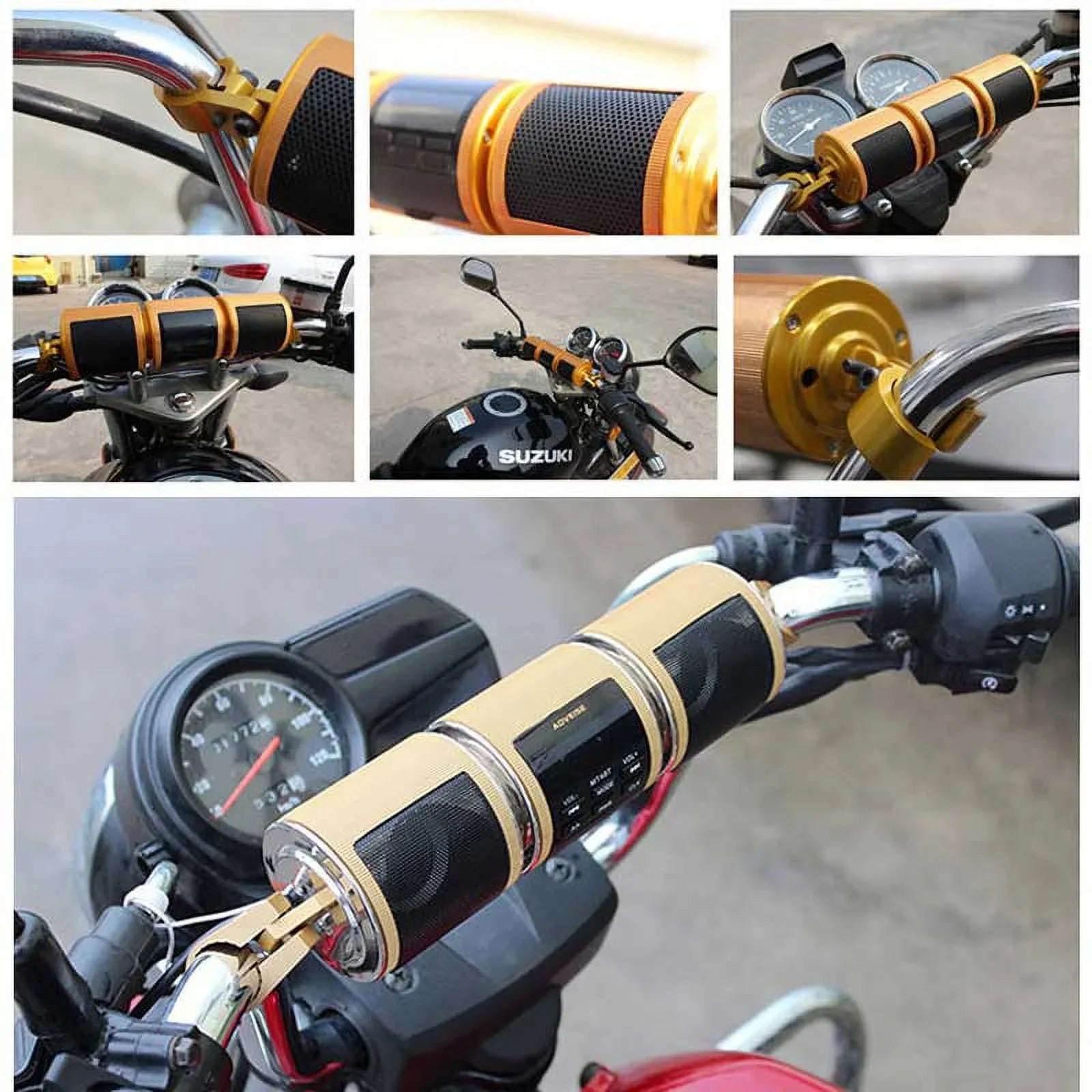 Motorcycle Bluetooth V2.1+ EDR Audio Speaker Waterproof Resistant Motorbike Stereo FM Radio USB TF Card MP3 Player