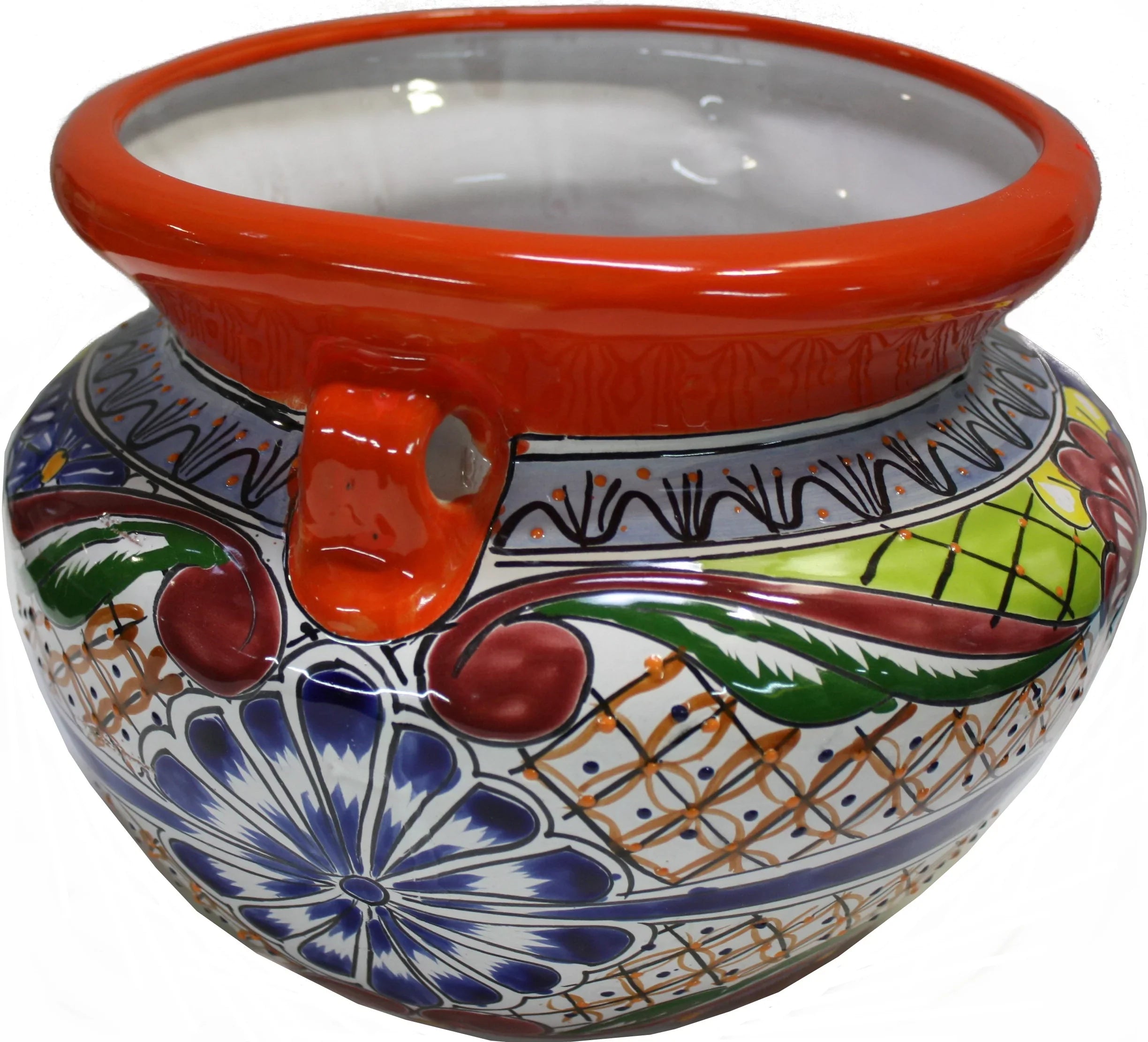Small-Sized Cherato Mexican Colors Talavera Ceramic Garden Pot