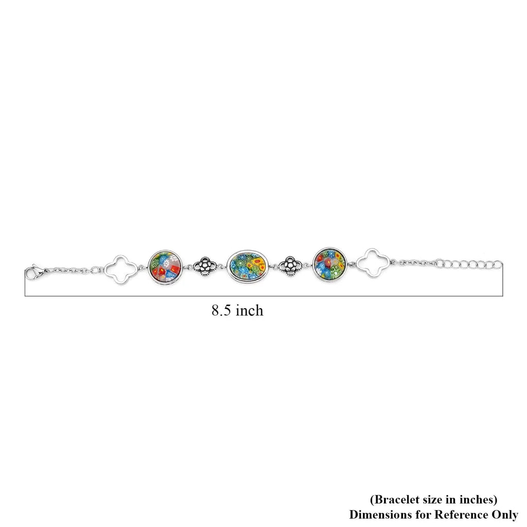 Shop LC Stainless Steel Oval Glass Bracelet Costume Stylish Unique Fashion Jewelry for Women Size 6.75" Birthday Mothers Day Gifts for Mom