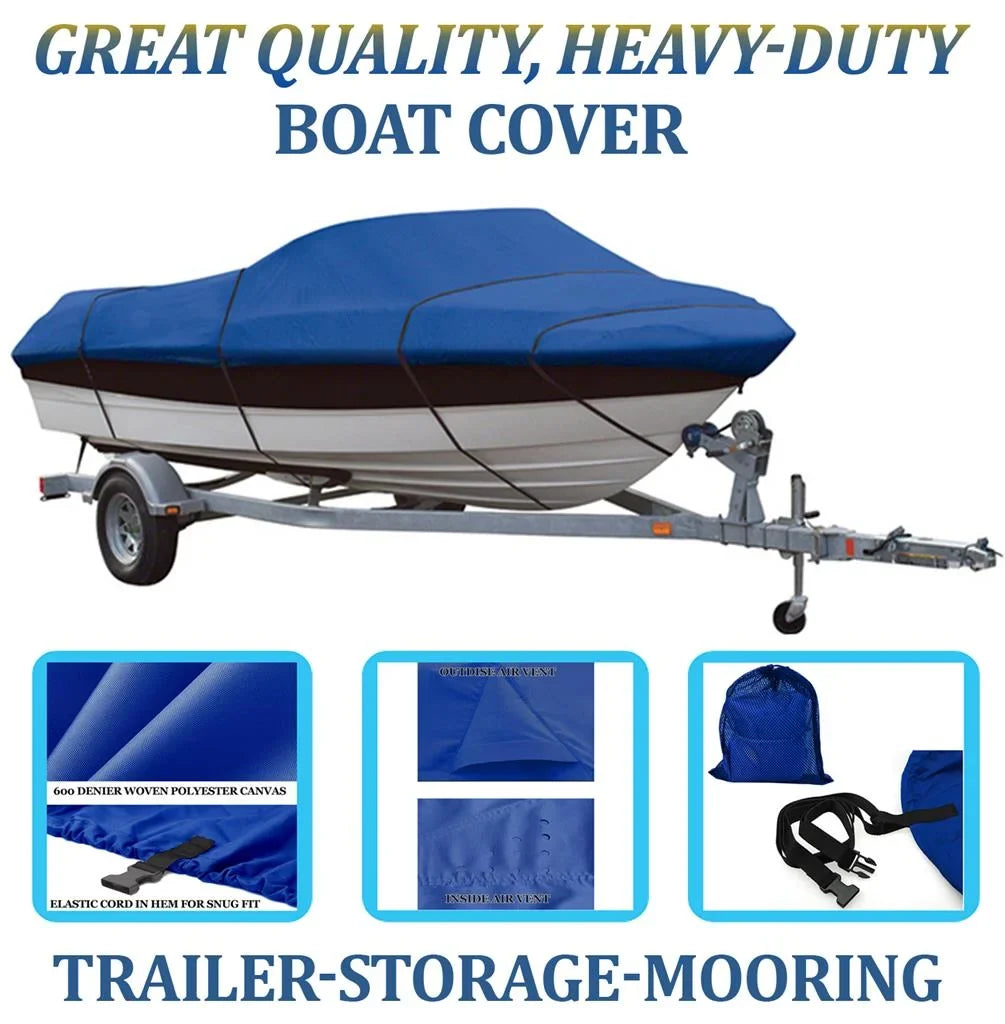 BLUE, GREAT QUALITY BOAT COVER Compatible for TRITON TR 186 SC NO/SCREEN, O/B 2000 2001 2002 2003 2004
