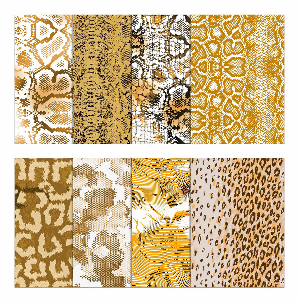 Soimoi 8 Pc Fat Quarter Bundle -Animal SkinPrint 18"x 22"DIY Patchwork-100% CottonPre-Cut Quilting Fabric (Yellow)