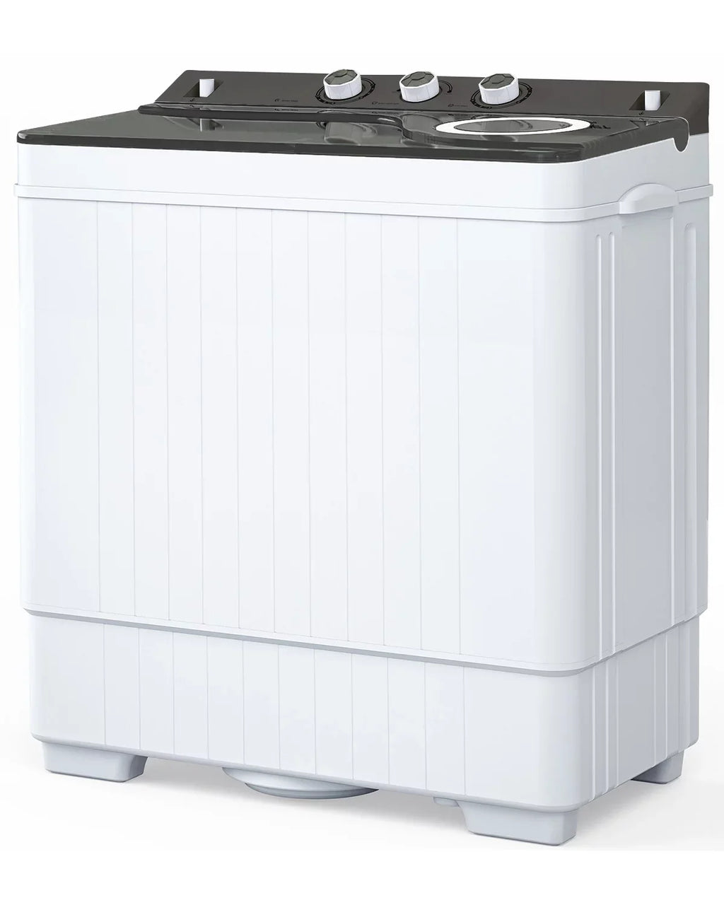 BMTBUY Twin Tub with Built-in Drain Pump XPB65-2288S 26Lbs Semi-automatic Twin Tube Washing Machine for Apartment, Dorms, RVs, Camping and More, White & Grey