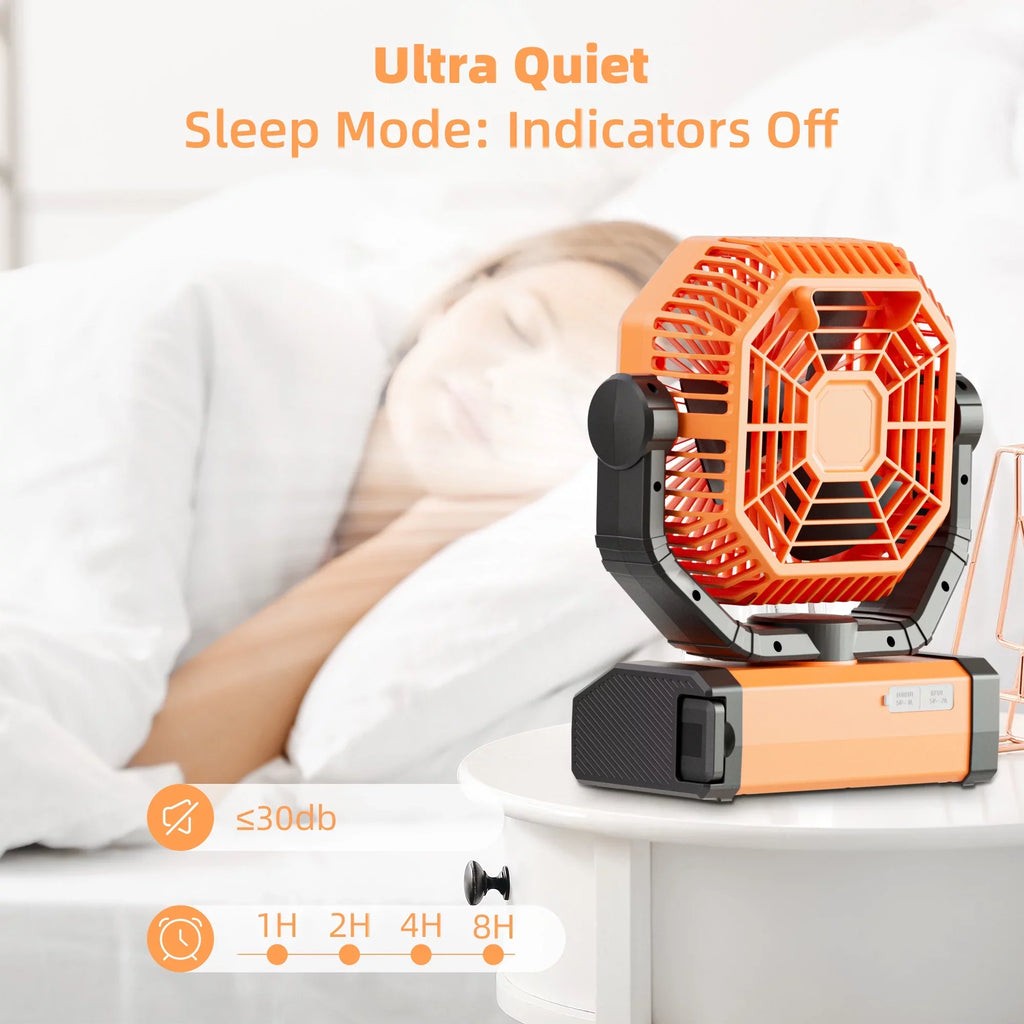 MORIKO Portable Cordless Fan 20000mAh Rechargeable Battery Powered VentiLatitudeor w/ LED Lantern, Remote, Hook, Timer, 270° Pivot 90° OscilLatitudeing 4 Speed Brushless Motor, Outdoor Jobsite Garage Patio Fan